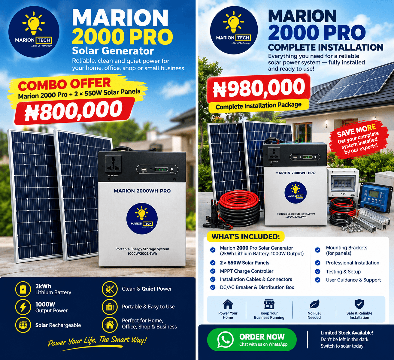 Marion 2000Wh Pro solar generator